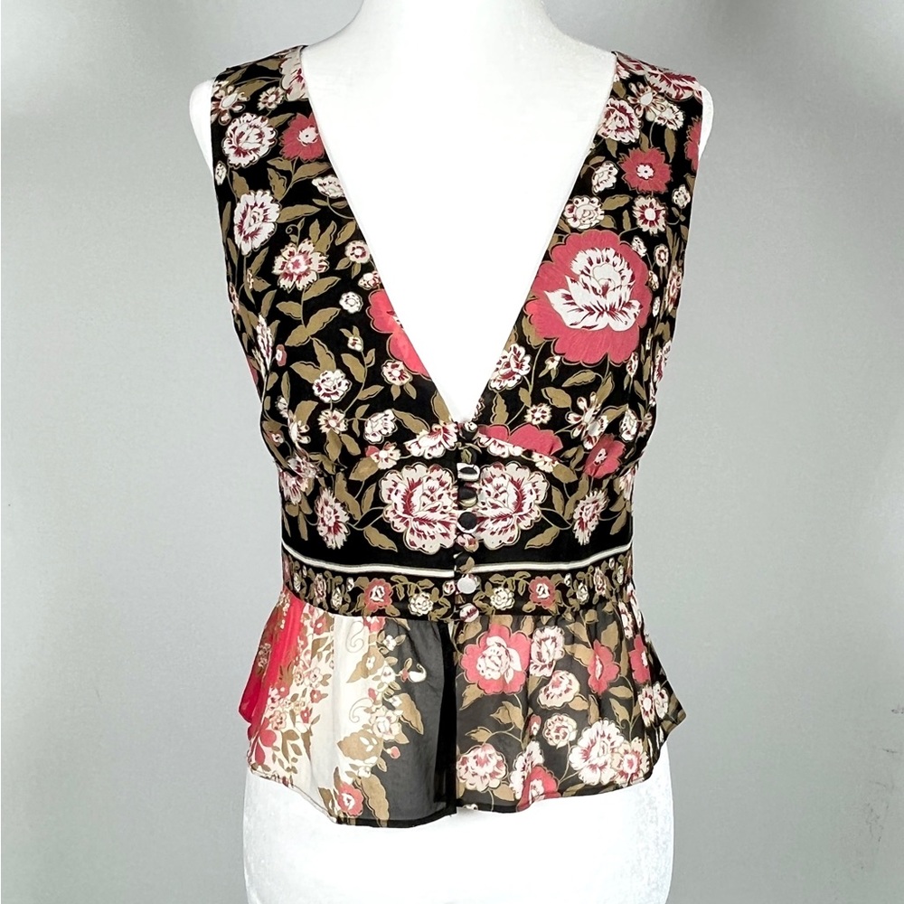 SPORTMAX pure silk fall floral top blouse